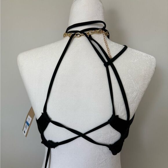 NWT Black Halter Top Bathing suit with Multicolor Pattern XL - Picture 5 of 5